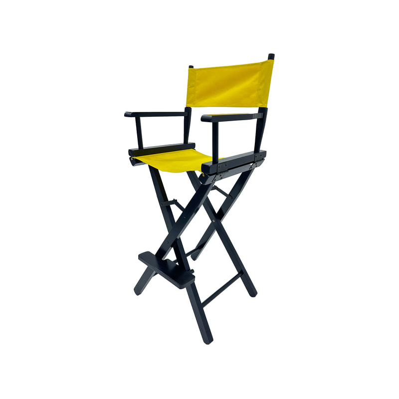 F-DR104-YL Kubrick director's high chair in yellow fabric with black wooden frame 