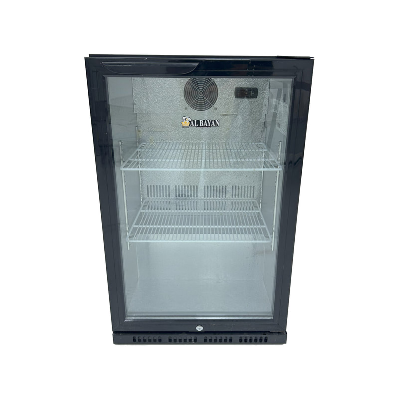 F-EL106-BL Type 6 Al Bayan fridge in black with a glass door