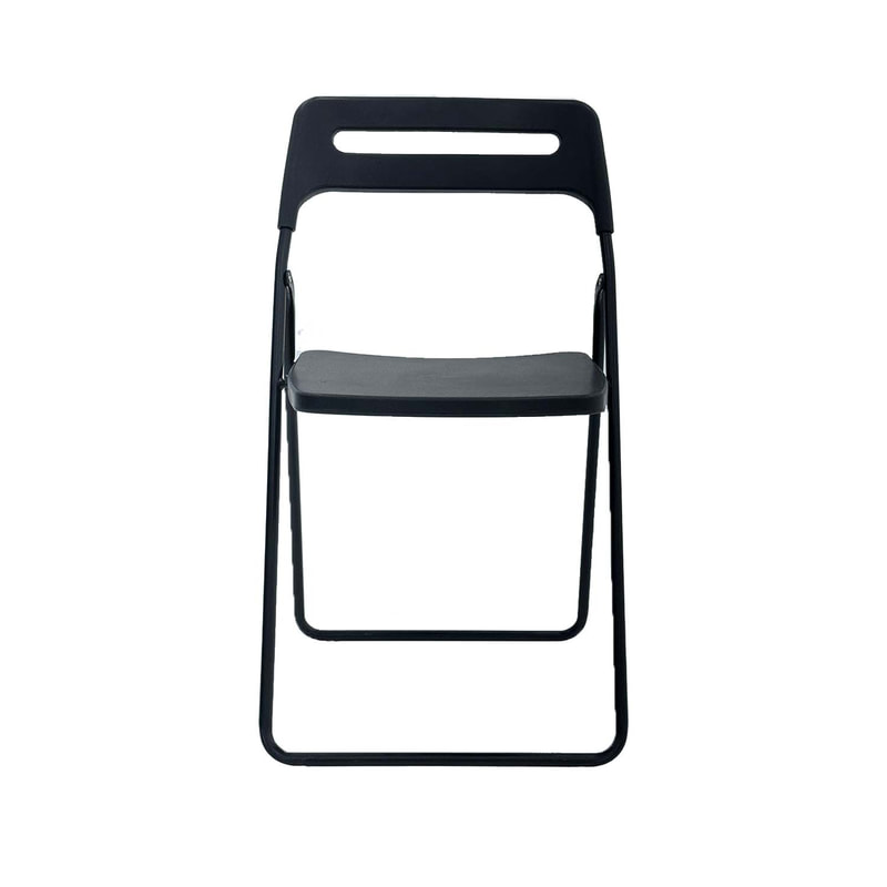F-FC101-BL Doblar folding chair in black plastic with black metal frame