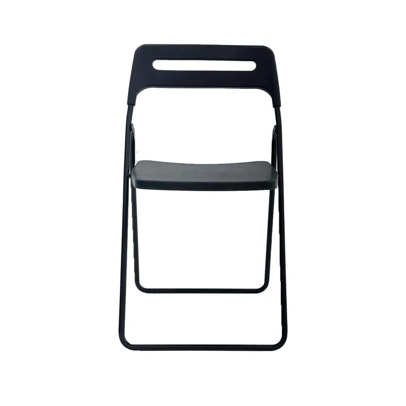 F-FC101-BL Doblar folding chair in black plastic with black metal frame