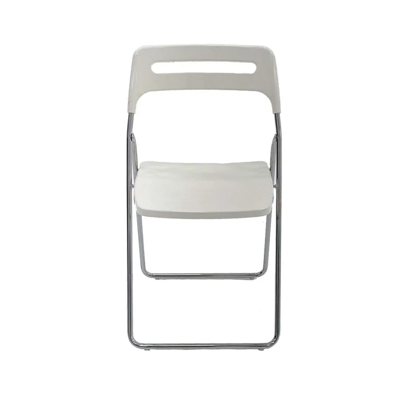 F-FC101-WH Doblar folding chair in white plastic with grey metal frame