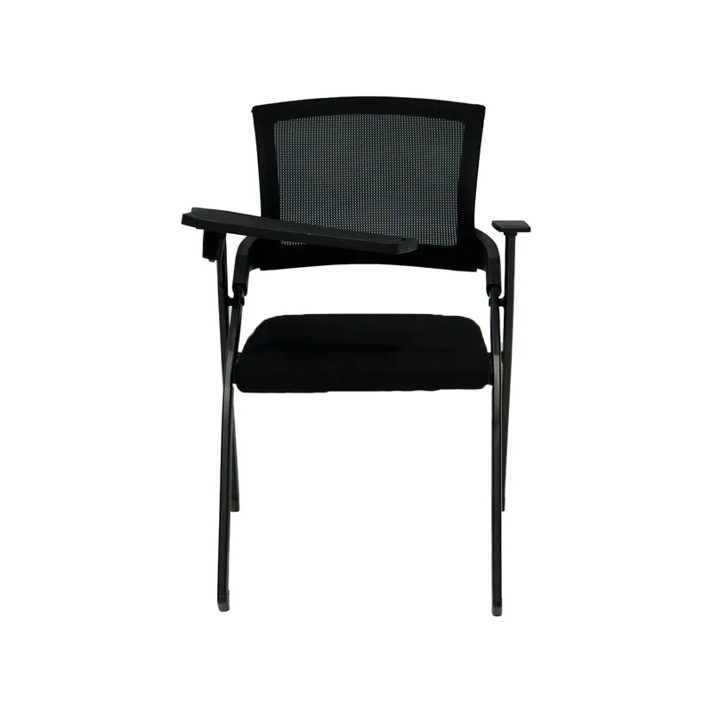 F-FC160-BL Alpha folding chair in black with armrest and writing pad