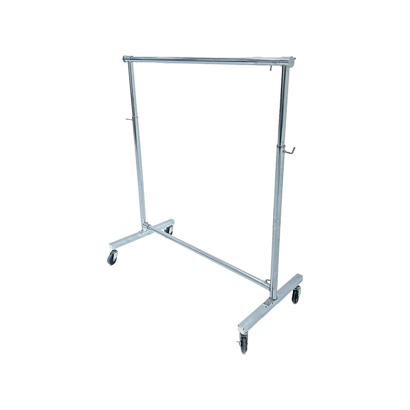 F-HR111-SI Type 1 Hanging rail in silver with wheels and adjustable height frame