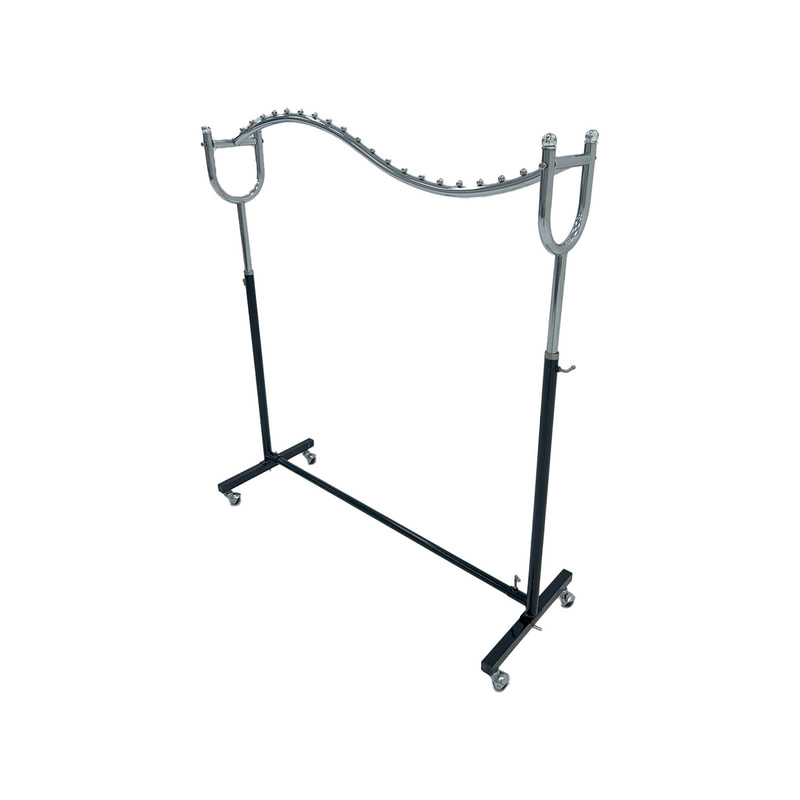 F-HR112-BS Type 2 Hanging rail in black and silver with wheels and adjustable height frame
