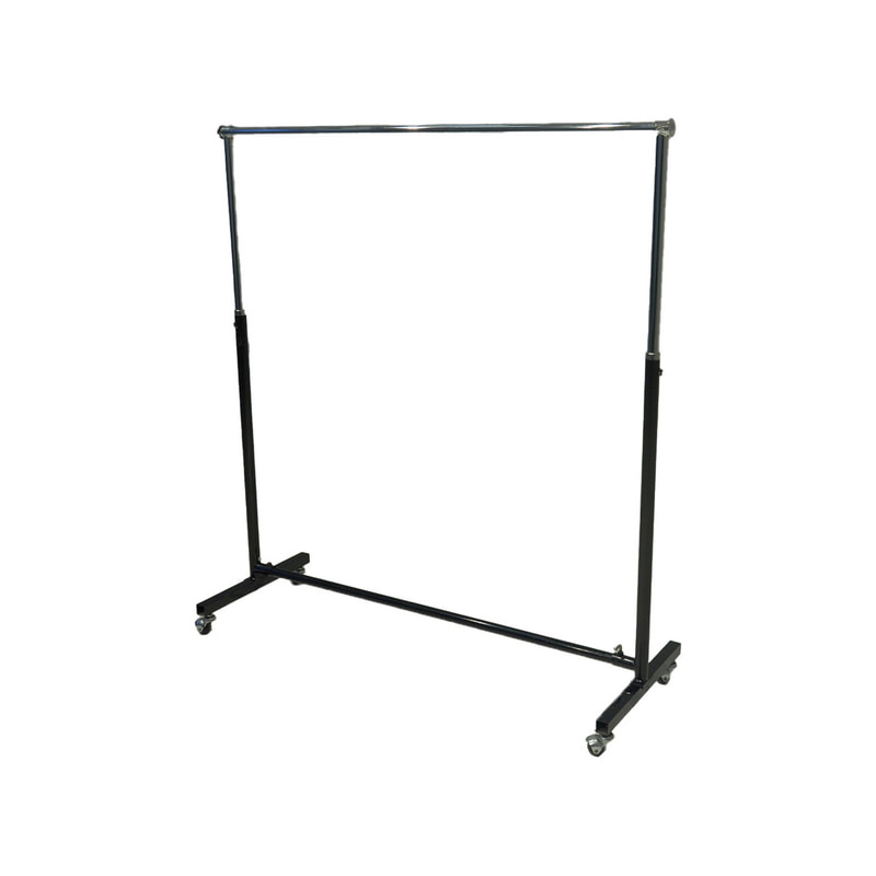 F-HR113-BS Type 3 Hanging rail in black and silver with wheels and adjustable height frame
