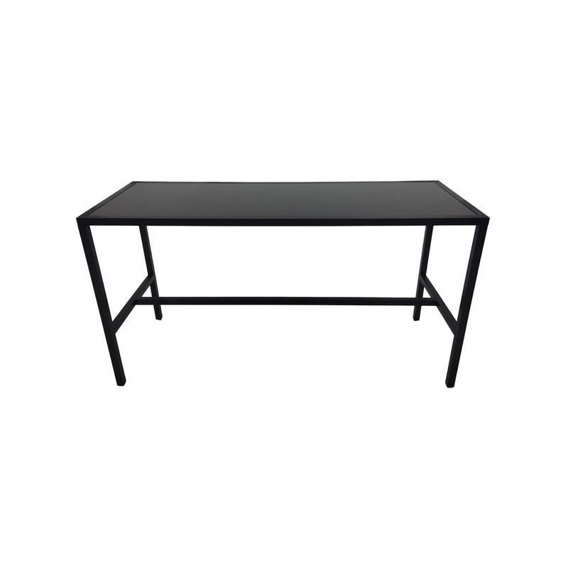 F-HT106-BL Enzo high table with black glass top and black metal frame