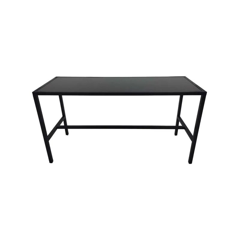 F-HT106-BL Enzo high table with black glass top and black metal frame