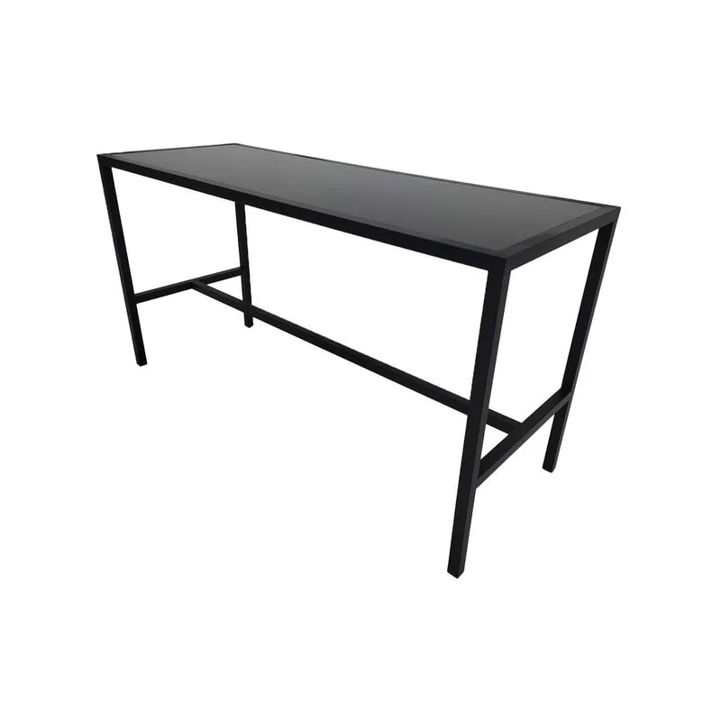 F-HT106-BL Enzo high table with black glass top and black metal frame