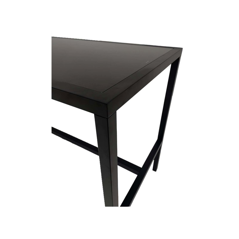 F-HT106-BL Enzo high table with black glass top and black metal frame