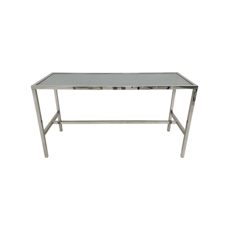 F-HT106-SI Enzo high table with silver mirrored glass top and silver plated frame