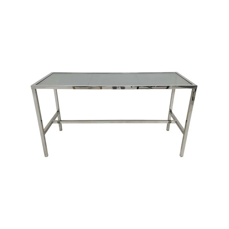 F-HT106-SI Enzo high table with silver mirrored glass top and silver plated frame
