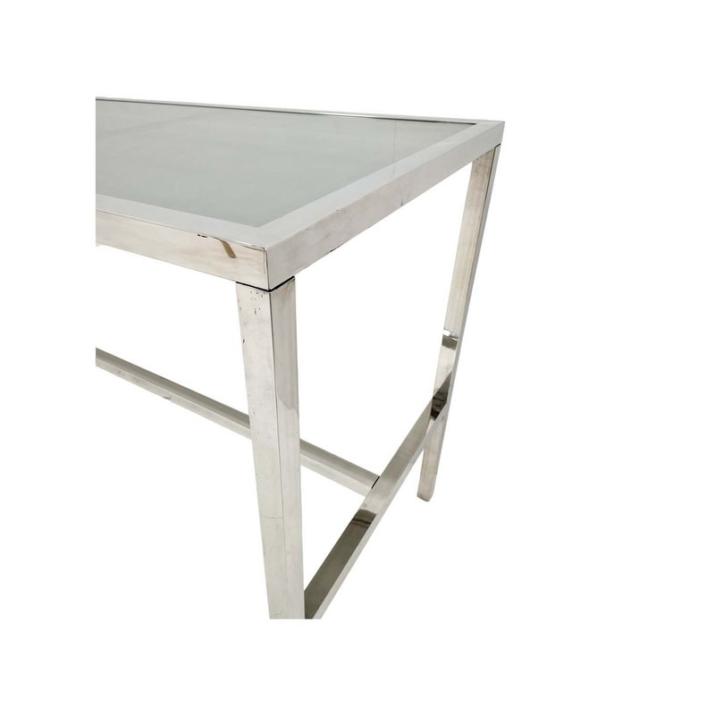 F-HT106-SI Enzo high table with silver mirrored glass top and silver plated frame
