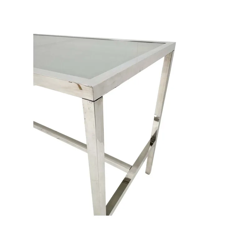F-HT106-SI Enzo high table with silver mirrored glass top and silver plated frame