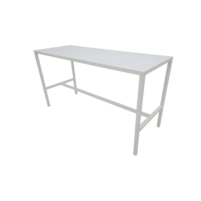 F-HT106-WH Enzo high table with white glass top and white metal frame