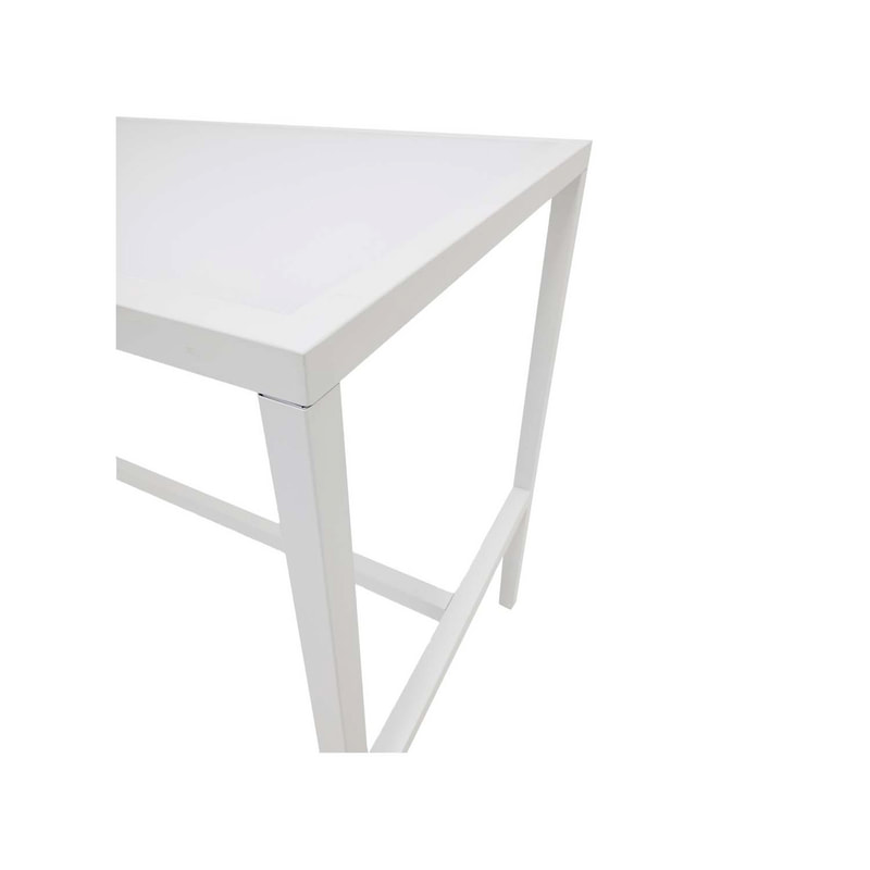 F-HT106-WH Enzo high table with white glass top and white metal frame