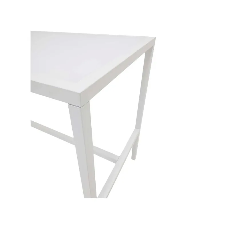 F-HT106-WH Enzo high table with white glass top and white metal frame