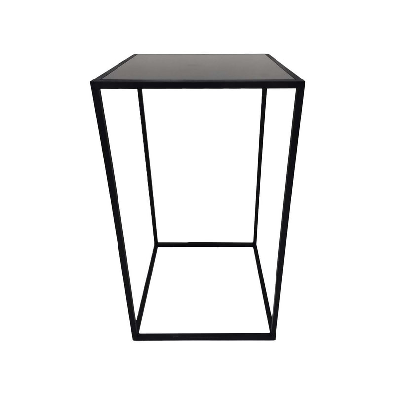 F-HT107-BL Enzo high table with black glass top and black metal frame