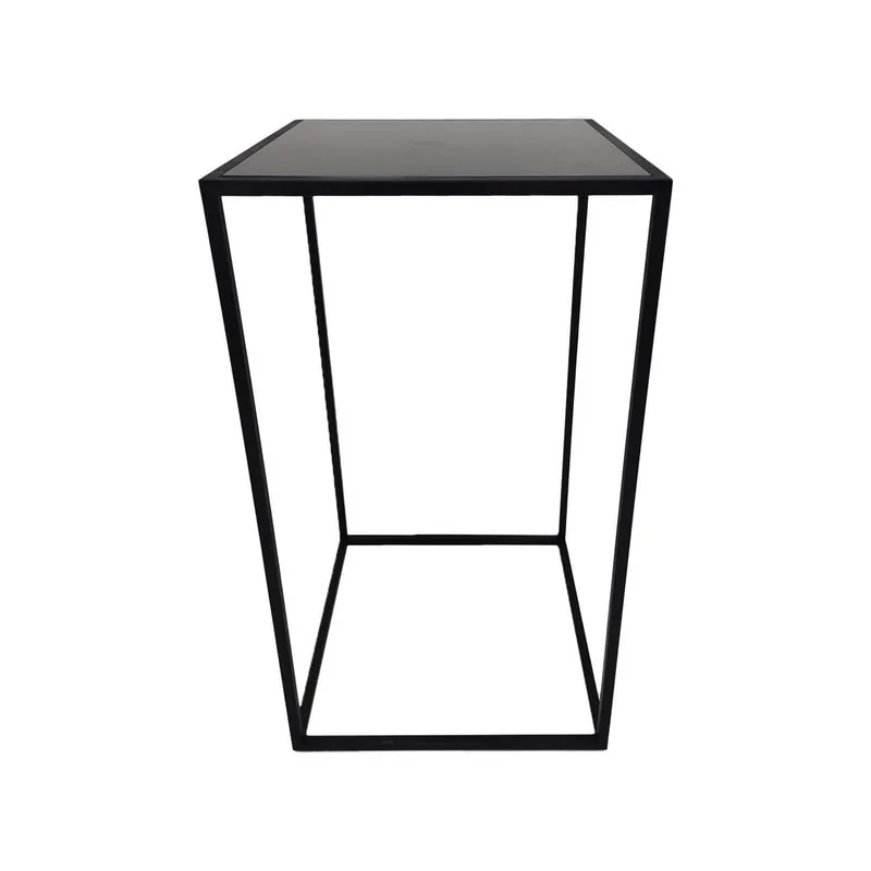 F-HT107-BL Enzo high table with black glass top and black metal frame