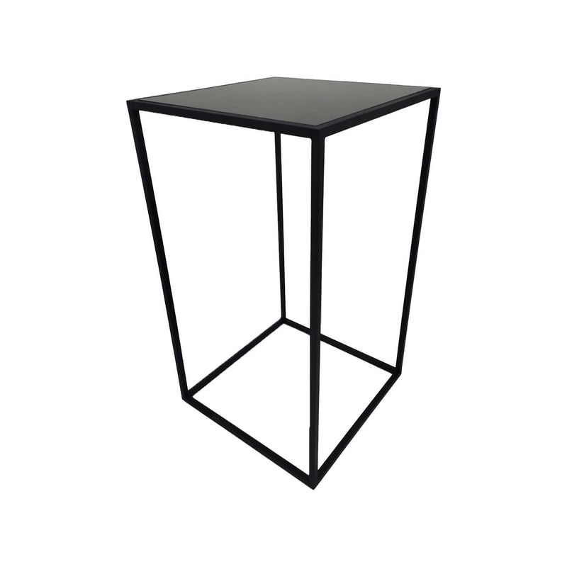 F-HT107-BL Enzo high table with black glass top and black metal frame