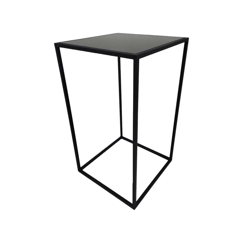 F-HT107-BL Enzo high table with black glass top and black metal frame