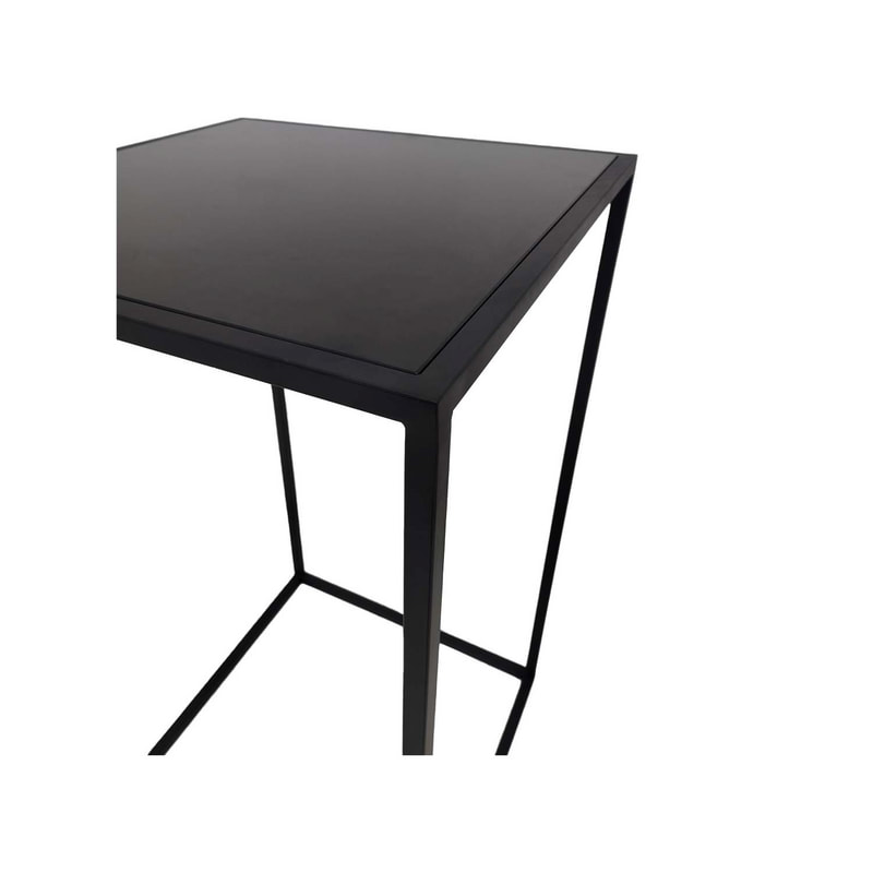 F-HT107-BL Enzo high table with black glass top and black metal frame