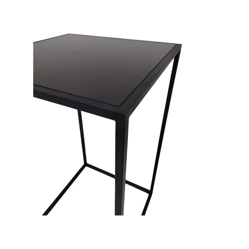 F-HT107-BL Enzo high table with black glass top and black metal frame