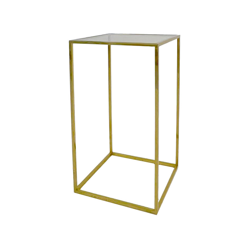 F-HT107-CG Enzo high table with champagne gold mirrored glass top and champagne gold plated frame