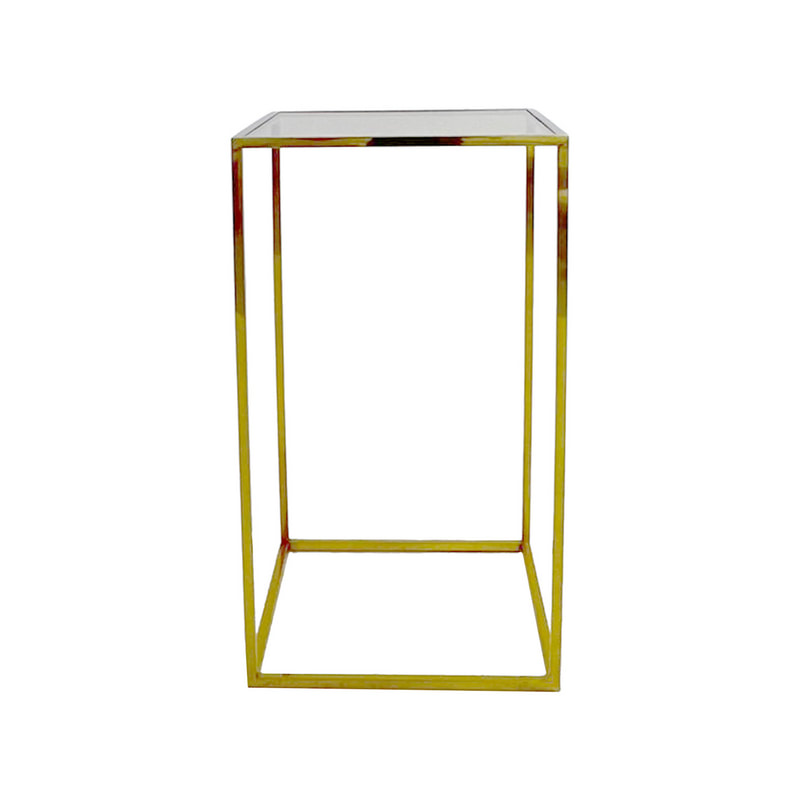 F-HT107-CG Enzo high table with champagne gold mirrored glass top and champagne gold plated frame