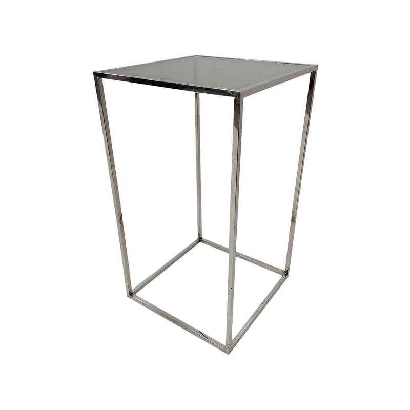 F-HT107-SI Enzo high table with silver mirrored glass top and silver plated frame