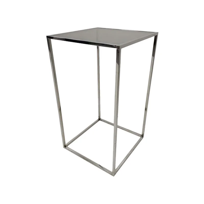 F-HT107-SI Enzo high table with silver mirrored glass top and silver plated frame
