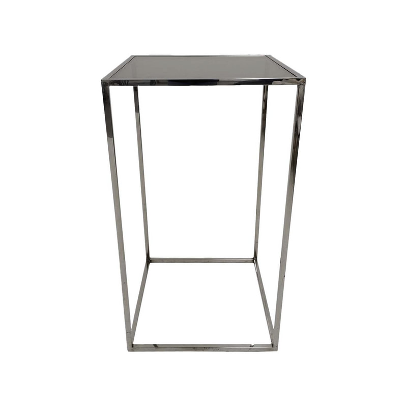 F-HT107-SI Enzo high table with silver mirrored glass top and silver plated frame