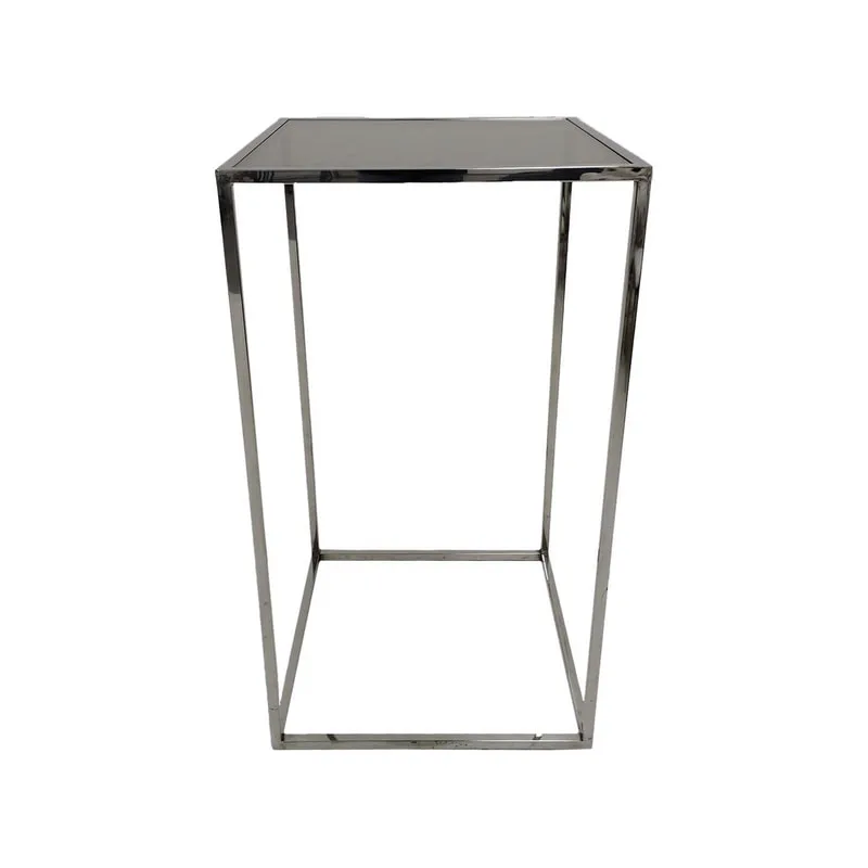 F-HT107-SI Enzo high table with silver mirrored glass top and silver plated frame