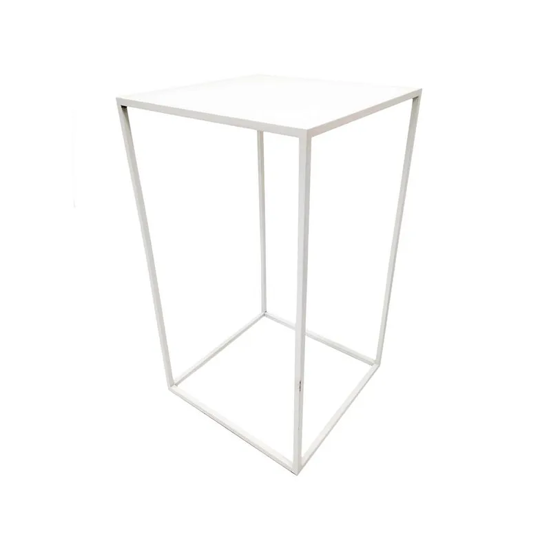 F-HT107-WH Enzo high table with white glass top and white metal frame