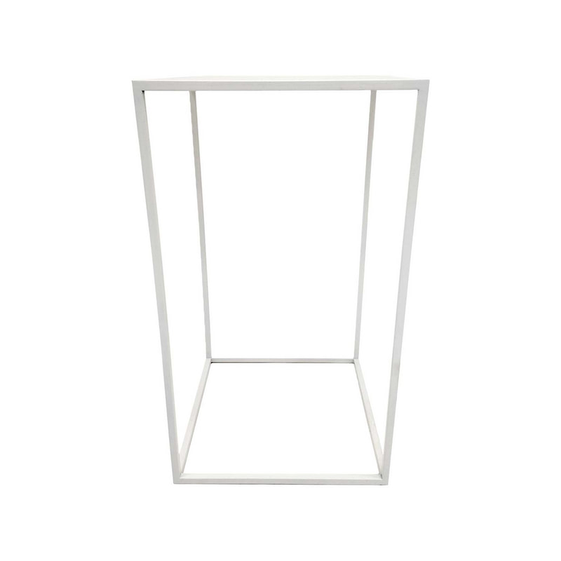 F-HT107-WH Enzo high table with white glass top and white metal frame