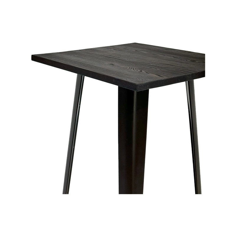 F-HT115-DW Tolix high table in dark wood with black metal frame