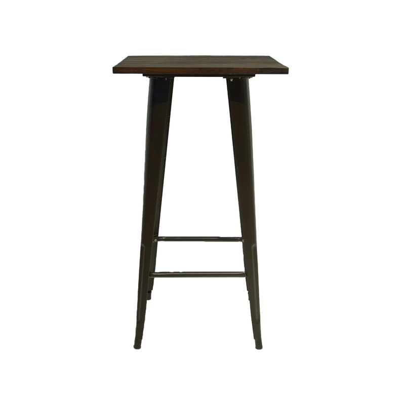F-HT115-DW Tolix high table in dark wood with black metal frame