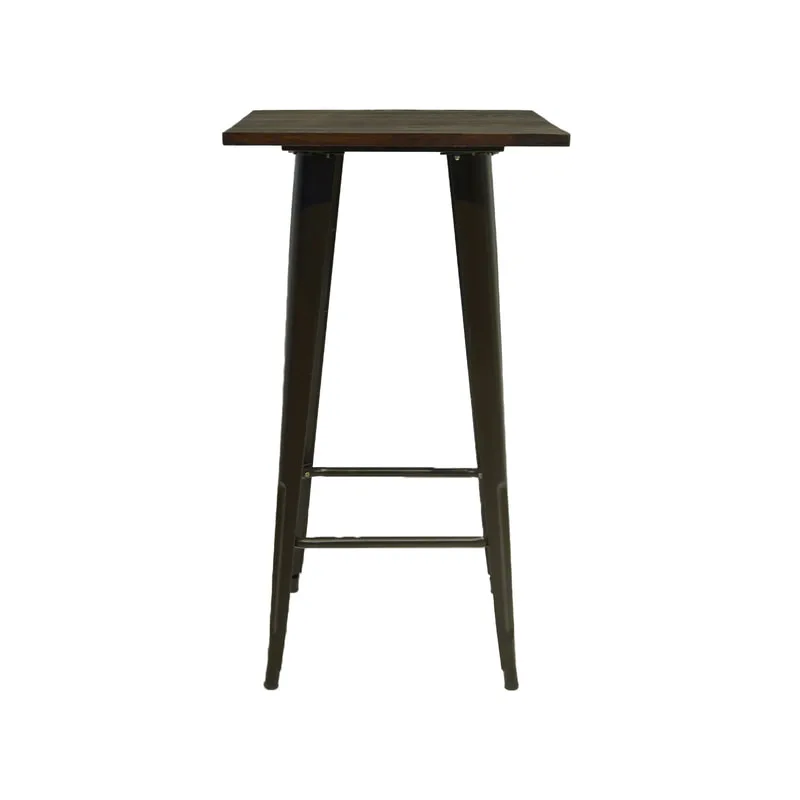 F-HT115-DW Tolix high table in dark wood with black metal frame
