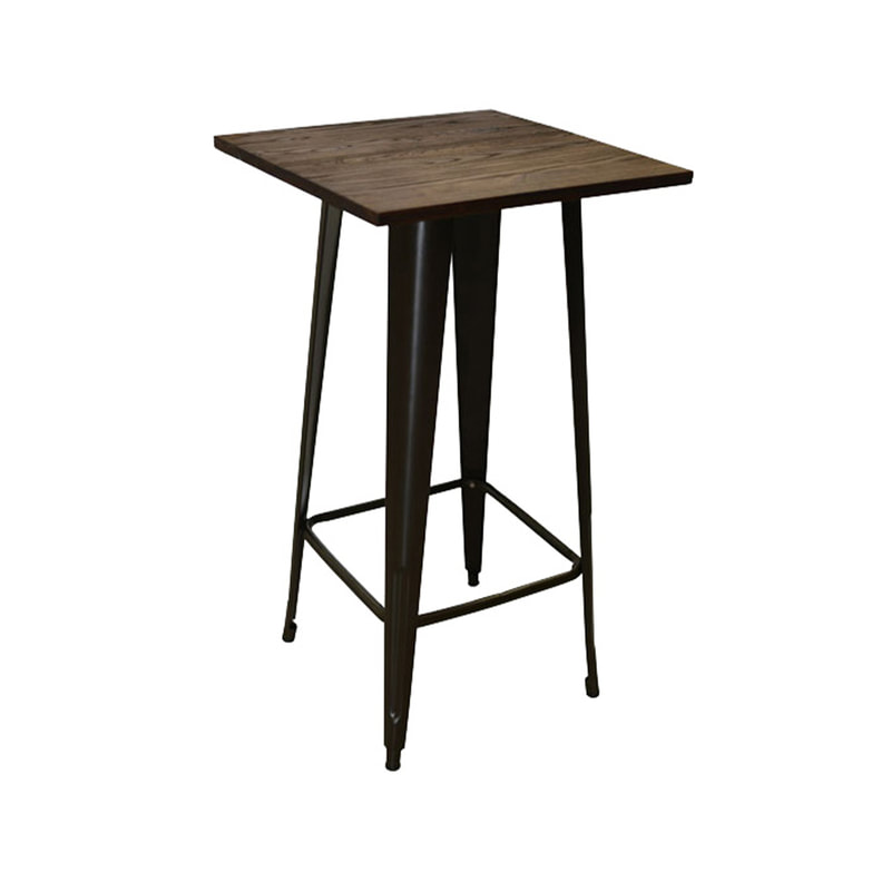 F-HT115-DW Tolix high table in dark wood with black metal frame