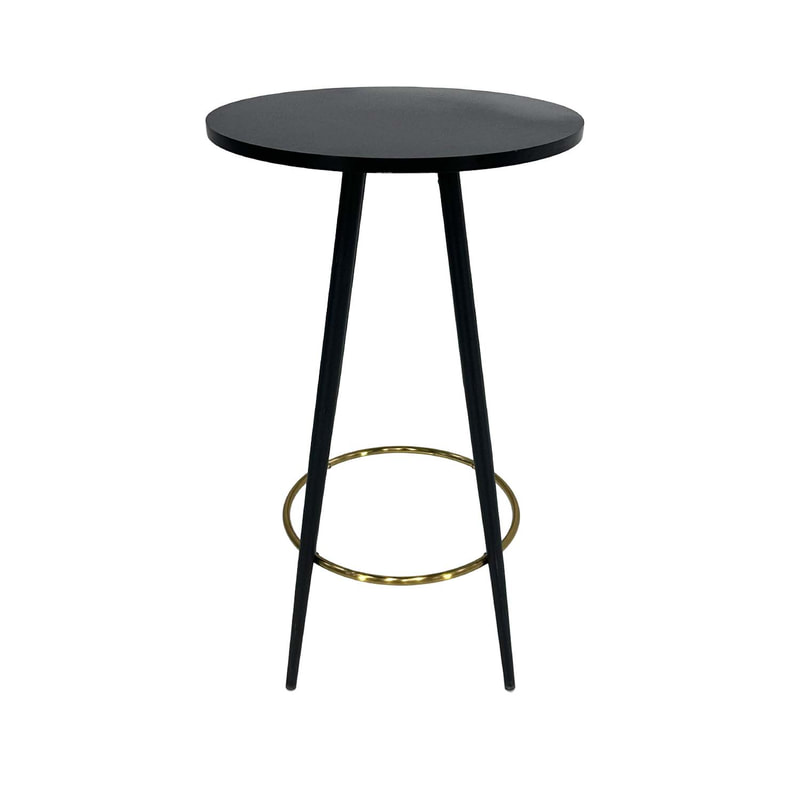 F-HT116-BG Marjan high table with black top and gold footrest