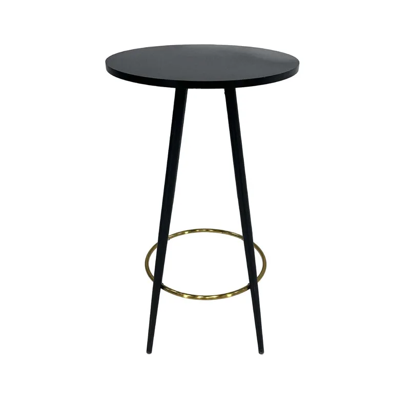 F-HT116-BG Marjan high table with black top and gold footrest