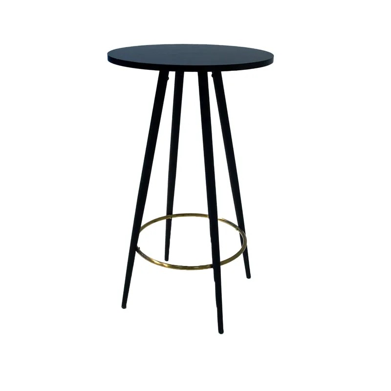 F-HT116-BG Marjan high table with black top and gold footrest