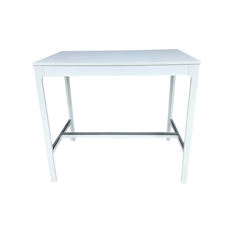 F-HT117-WH Roque high table in white with black footrest 