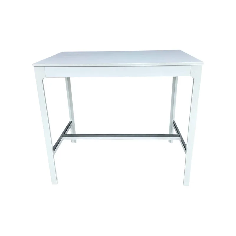 F-HT117-WH Roque high table in white with black footrest 