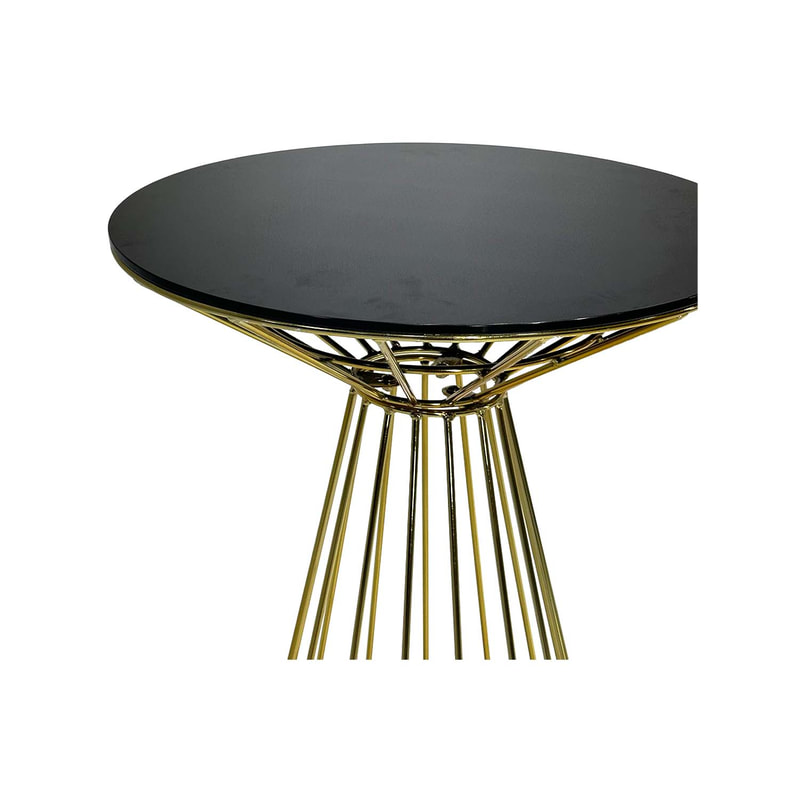 F-HT118-BG Turin high table in black marble top with gold wire frame