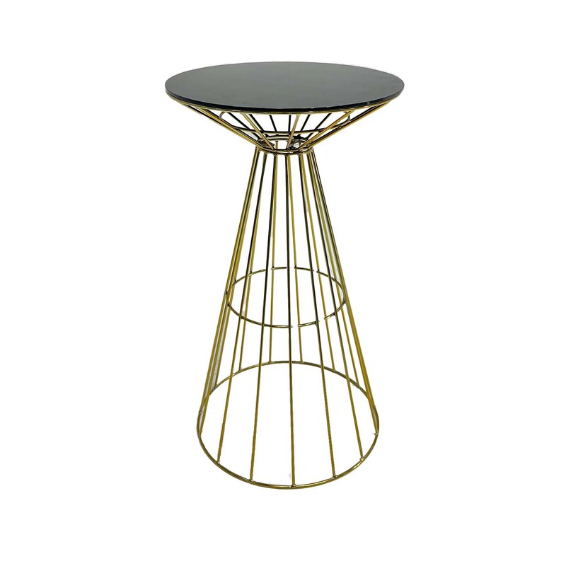 F-HT118-BG Turin high table in black marble top with gold wire frame