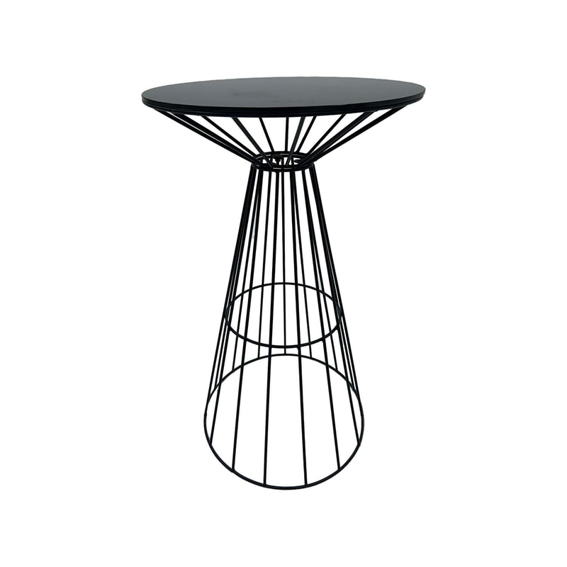 F-HT118-BL Turin high table in black marble top with black wire frame