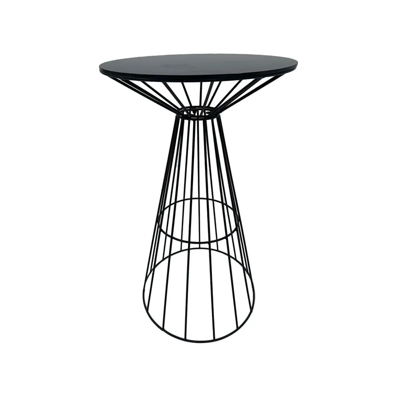 F-HT118-BL Turin high table in black marble top with black wire frame