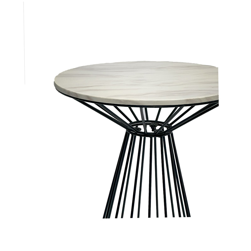 F-HT118-BW Turin high table in white marble top with black wire frame