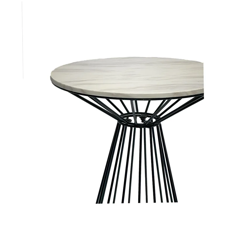 F-HT118-BW Turin high table in white marble top with black wire frame