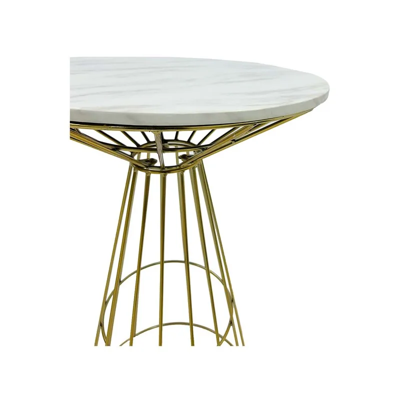 F-HT118-GW Turin high table in white marble top with gold wire frame